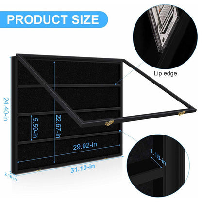 Large Sports Card Display Cases. Wooden, UV - protected acrylic fronts. For football, basketball, hockey cards.