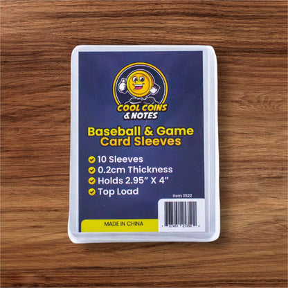 10 Clear Baseball Game Rigid Card Sleeves Topload Holders 3" X 4" Cool Coins &
